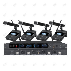 Microphone sans fil professionnel 4 canaux BD-66 XLR avec garantie 1 an - Réduction du bruit pour karaoké, performances et usage en église - Product Image 6