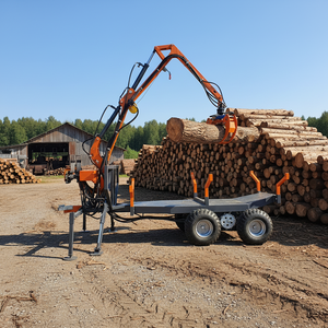 Fabrieks prijs hydraulische houtlaadtrailer, houttrailer, boomstamtrailer met kraan en grijper te koop - Product Image 1