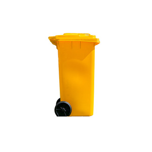 Poubelle à déchets médicaux 80L, type couvercle roulant, plastique jaune, utilisation intérieure/extérieure - Product Image 1