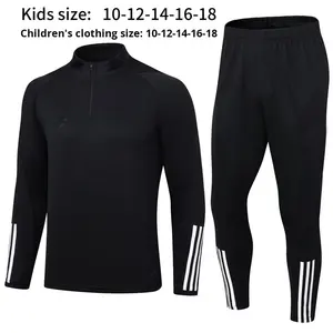Legging en maille à <span class=keywords><strong>demi</strong></span>-zip, sans étiquette, design de logo simple, ensembles d'entraînement de football d'hiver, veste à manches longues, maillot de football pour enfants - Product Image 3
