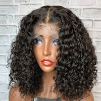 Wig Keriting Kinky 10a Rambut Asli Manusia 13x4 Lace Front Water Curly Bob Wig Rambut Virgin Brasil Wig Deep untuk Wanita Kulit Hitam