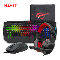 Havit KB501CM 4 en 1 jeu combiné clavier et souris filaire Combo Teclado Gamer clavier souris Combo avec souris