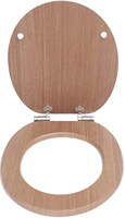 Abattant de toilette en MDF à fermeture douce, 18 pouces, motif bois, garantie 1 an, plaque de protection tampon, design traditionnel, salle de bain
