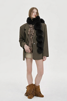 Écharpe-col cache-cou en vraie fourrure de renard respirante, motif uni, longueur moyenne, carrée, tendance pour femme, idéale pour l'hiver