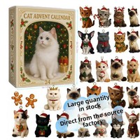 YHY Nouvelle Boîte Mystère Calendrier de l'Avent de Noël Parfait pour les Amoureux des Chats Décoration de Sapin de Noël Pendentif en Acrylique