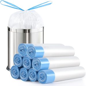 Sacs poubelles noirs robustes en PEHD avec cordon de serrage, imprimés en sérigraphie, résistants aux fuites, en rouleau pour la maison et la cuisine - Product Image 5