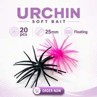 WildTrek En gros Leurre souple flottant en TPE de 25 mm, type boule d'épine de mer, appât à pointes, swimbait pour la pêche au bar et au mandarin