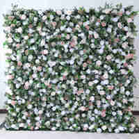 Panneaux de toile murale florale EG-WGFA blanc et vert mélangés pour mariage, montage facile, toile de fond florale dense pour murs de fleurs