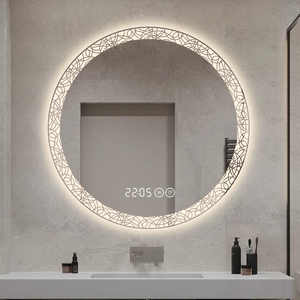 Espejo de <span class=keywords><strong>Baño</strong></span> Inteligente LED con Pantalla Táctil Redonda de Diseño Simple Personalizado, Decoración para Colgar en la Pared - Product Image 1