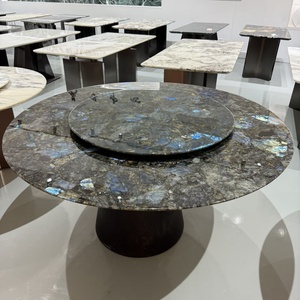 Hiện đại cố định bằng đá cẩm thạch tự nhiên vòng bàn ăn với chân kim loại cho đồ nội thất nhà phòng khách & biệt thự sử dụng - Product Image 6