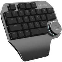 DELUX T11 Aluminum Alloy 29 Keys Single-Hand Keyboard Shortcut Key Speech Tool Flat USB Wired Keyboard