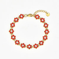 Bracelet pour femme CYNYA en acier inoxydable 316L plaqué or 18 carats, luxe, fleur à six pétales française, pavé de strass
