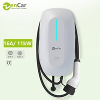 Chargeur de voiture électrique Zencar 11 kW Wallbox 16A 380V 3 phases Prise GBT IP66 Station de recharge de véhicules électriques AC pour usage résidentiel
