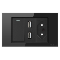 Prise murale standard brésilienne YH, panneau tactile PC de luxe, 3 prises, protection IP20, 16A/250V, durée de vie mécanique de 15 ans, facile à utiliser