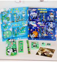 Set de Papelería de Panda y Capibara de Dibujos Animados, 7 Piezas, Cuaderno, Bolígrafo, Útiles Escolares Lindos para Niños, Regalo de Regreso a Clases, Venta al Por Mayor