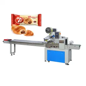 Low Price Manufacturer Flow Pillow Pouch Multi-function Waffle Loaf Bread French Toast Baguette Croissant Bun Packaging Machine