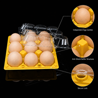 Contenitore per Uova in PET di Grado Alimentare per Confezioni da 9, Scatola Trasparente con Vassoio Impilabile per Allevamenti di Uova e Supermercati