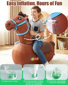 ม้าเป่าลมแบบกระโดด รุ่นขายดี แพ็คคู่ วัสดุ PVC สำหรับเด็กและวัยรุ่น รองรับน้ำหนักได้ 220 ปอนด์ ใช้ได้ทั้งในร่มและกลางแจ้ง เหมาะสำหรับเด็กอายุ 5 ปีขึ้นไป - Product Image 3
