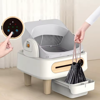 Bac à litière automatique pour chat en plastique et bois de style nordique, grande capacité 80L, nettoyage automatique, contrôle des odeurs, sans poussière, écologique