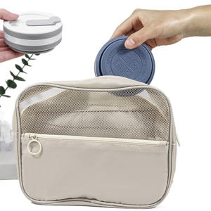 <b>Reusable</b> to-go Pocket Size Silicon <b>Cups</b> | Eco-Friendly & Lightweight Silicone Foldable Collapsible Travel <b>Cup</b> <b>with</b> Lid and <b>Straw</b> - Product Image 6