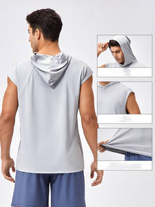 Camiseta con Capucha de Cuello Redondo, Lisa, de Poliéster, de Alta Calidad para Gimnasio y Ropa Deportiva, con Logotipo Personalizado, para Hombre, Talla Grande - Product Image 6