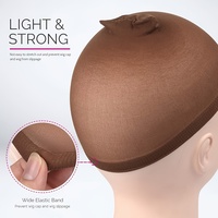 12 bonnets de perruque en nylon marron foncé, élastiques, pour femmes