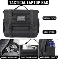 Tas Selempang Pria Custom Terinspirasi Taktis, Tas Laptop 15.6 Inch, Tas Kerja Kantor untuk Pria, Tahan Air
