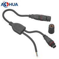 Connecteur d'alimentation CC étanche IP68 AOHUA à 2 broches, prise mâle-femelle 2-en-1, faisceau de câblage de signal pour LED solaire extérieur 15A 300V CE