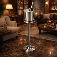 Seau à glace carré antichoc en acier inoxydable de style européen, vente en gros directe d'usine, support commercial pour glace au sol, produit phare