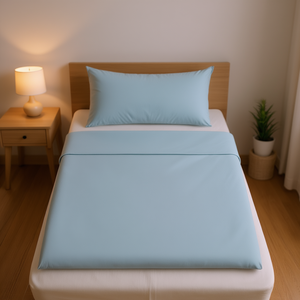 VIANNEY HOME SHEETS Light Blue Single Fitted Sheet 100 Cm X 190 Cm 100% Cotton Breathable <b>Hypoallergenic</b> Home <b>Bedding</b> - Product Image 2