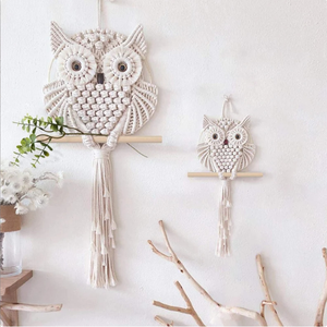 Offre Spéciale fait à la main Boho décor à la maison réutilisable hibou <span class=keywords><strong>macramé</strong></span> tenture murale Design nordique Style tissé tissu frontons mobile corde Art - Product Image 1