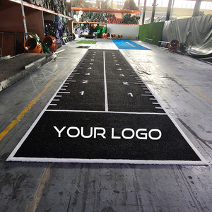 Piste d'entraînement en herbe synthétique PE sans MOQ, conception personnalisée, piste de course, piste de luge, herbe artificielle noire personnalisée de 16 mm pour la salle de sport et le fitness - Product Image 1