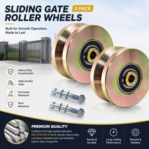 Roues à rainure en Y de 118 mm, <span class=keywords><strong>roulettes</strong></span> robustes <span class=keywords><strong>pour</strong></span> <span class=keywords><strong>portail</strong></span> <span class=keywords><strong>coulissant</strong></span>, roues de <span class=keywords><strong>portail</strong></span> <span class=keywords><strong>coulissant</strong></span> avec vis, double roulement, couleur galvanisée - Product Image 2