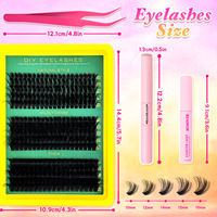 Faux cils style dense européen et américain, ensemble de cils sectionnels transfrontalier, 15 rangées 60D/80D/100D, cils individuels en grappe effet fleur