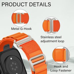 สายนาฬิกาไนลอน ALPINE LOOP ใช้ได้กับ <span class=keywords><strong>Apple</strong></span> iWatch ULTRA 2 ultra Series 10แบบปรับได้โลหะ C สำหรับผู้ชายผู้หญิง - Product Image 2