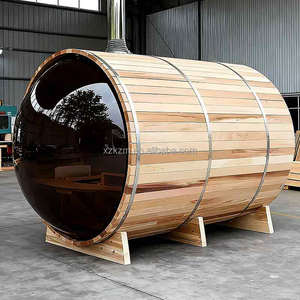 Fabrieks prijs moderne elektrische Canadese rode cederhouten sauna voor 4 personen, buitengebruik, tuinvilla, houten tonvormige sauna - Product Image 2