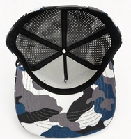 Casquette de camionneur personnalisée en camouflage perforé respirant, bleu gris, casquette de baseball à visière plate, chapeau de soleil pour l'extérieur