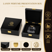 Boîte cadeau de luxe en bois noir brillant pour parfum, finition piano, emballage de parfum personnalisé, vente en gros, parfum sur mesure