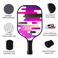 Raquettes de pickleball personnalisables en fibre de carbone de 16 mm d'épaisseur, noyau en nid d'abeille PP