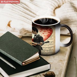 Mug en céramique sensible à la chaleur, noir givré, 11 oz, tasse à café vierge pour sublimation - Product Image 3