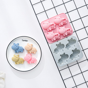Silicone Cake Mold with Heart-shaped <strong>Hippo</strong> Design Heat Resistant Food-grade for Ice Cube and <strong>Chocolate</strong> - Product Image 2
