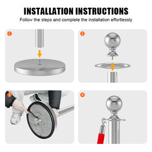 Barriera del traffico espositivo dell'<span class=keywords><strong>hotel</strong></span> palo della coda in acciaio inossidabile con Carpet rosso candelieri in argento e corde di velluto - Product Image 5