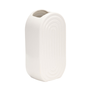 Vaso ovale in ceramica bianca con bordi scanalati, decorazione per la casa, ideale per soggiorno, camera da letto, ufficio, scrivania, ingresso, tavolo. - Product Image 3