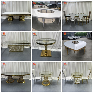 Mesa de banquete para eventos de boda de alta calidad moderna suave con muebles de cristal mesas redondas y de boda en forma de S - Product Image 3