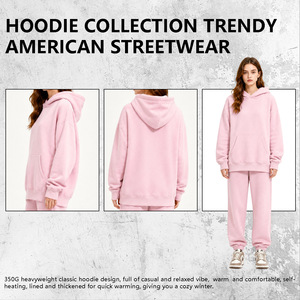 Sweat-shirt à capuche unisexe en coton-polyester 350g doublé, coupe décontractée, couleur unie, style streetwear, collection Automne/Hiver 2026 - Product Image 4