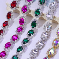 Chaîne de garniture décorative de luxe en cristal et strass, avec placage, pour embellissement, applique nuptiale et accessoires vestimentaires
