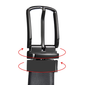 Logotipo personalizado negro marrón diseñador doble cara Pin hebilla cinturones giratorios vaca cuero genuino cinturones para hombres - Product Image 4