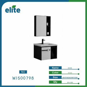 Moderno classico Design europeo mobile da bagno in alluminio resistente all'acqua con lavabo in ceramica e scaffali per la casa - Product Image 1