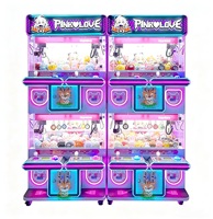 Machine à prix double couche mécanique à monnayeur pour 4 joueurs avec éclairage LED néon, machine d'arcade pour distributeur de jouets et de poupées