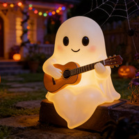 Lampada da lettura notturna a forma di chitarra fantasma di Halloween, in resina, simpatica, per illuminare libri, regalo, decorazione per la casa e la scrivania